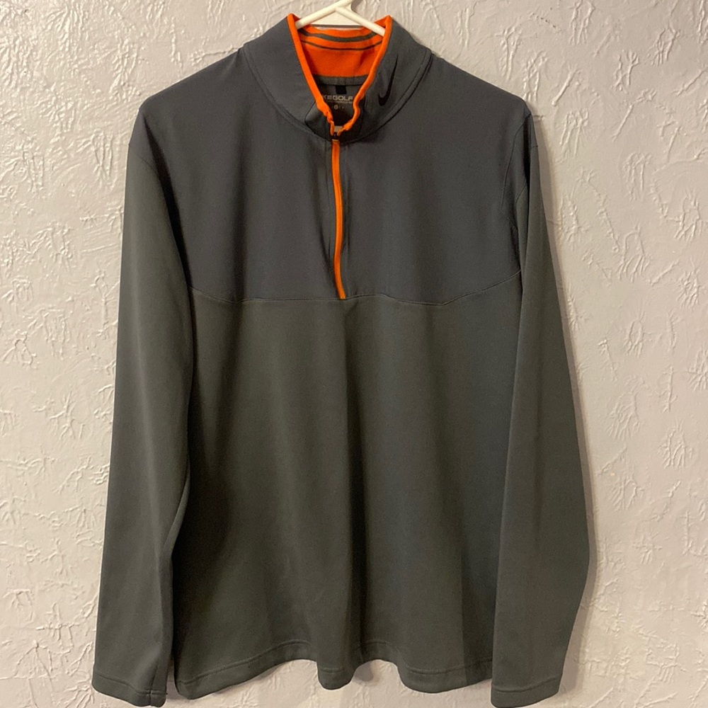 ⛳️ Nike Dri-Fit Men’s Gray & Orange 1/4 Zip Golf Pullover - L 🏌️‍♂️